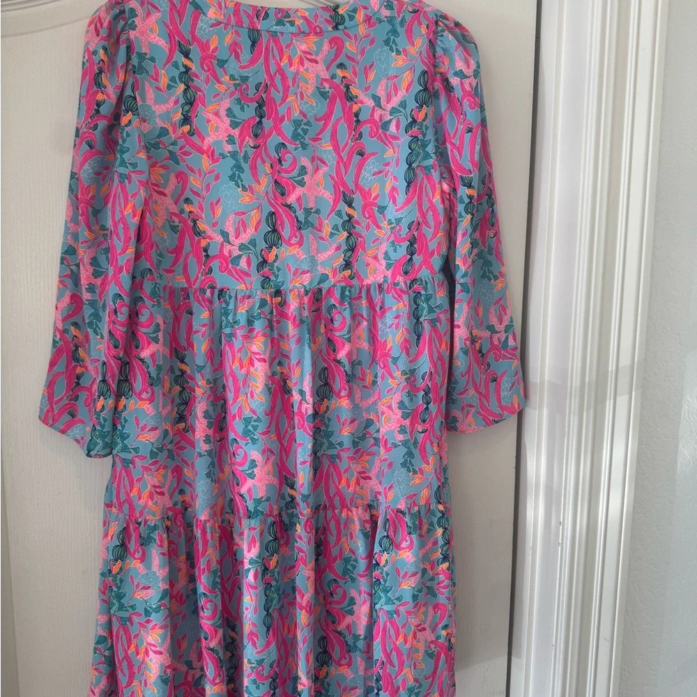 NWT Lilly Pulitzer Sz S Martine 3/4 Sleeve Dress in Seaweed Samba - Picture 3 of 7